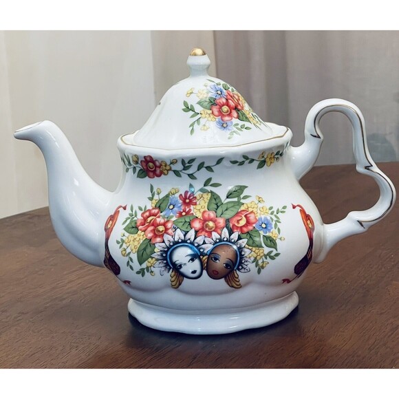 Anthony Mark Hankins Teapot Limited Edition #890 Ceramic Flowers Mask Face Markd - Picture 2 of 12